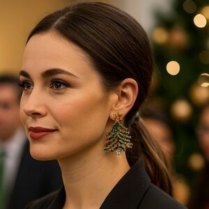 NWT Joe Fresh/🎄Earrings/ Gemstone dangling Christmas tree